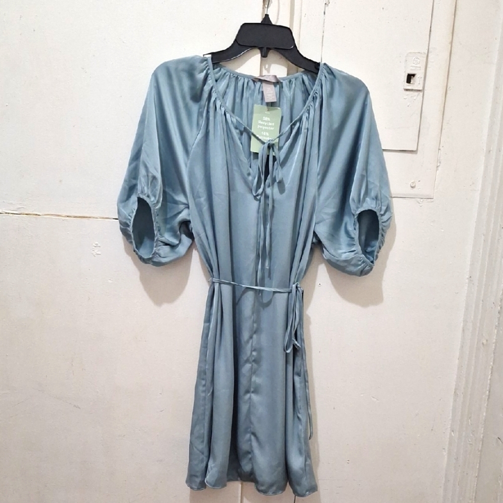 NWT H&M Light Blue Satin mini Dress